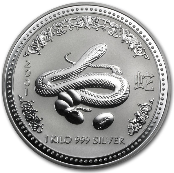 Silver Lunar Proof Issue Coin 2001 - Year of the Snake - 1 kg