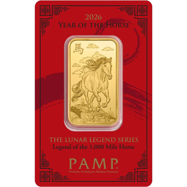 Gold PAMP Suisse Lunar Legend Horse Bar 2026 - 1 oz