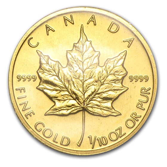 Gold Canadian Maple Leaf Coin 1991 - 1/10 oz