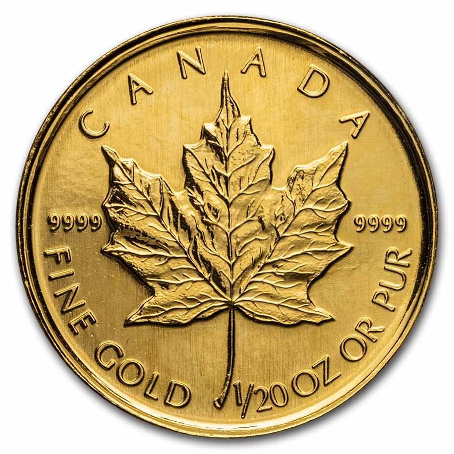 Gold Canadian Maple Leaf Coin 1993 - 1/20 oz