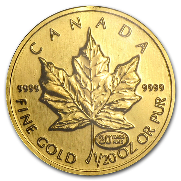Gold Canadian Maple Leaf Coin 1999 - 1/20 oz