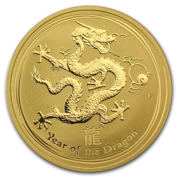 Gold Lunar Coin 2012 - Year of the Dragon - 1 oz