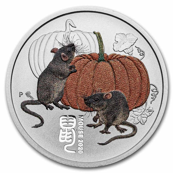 Silver Lunar Coloured Coin 2020 - Year of the Mouse - 1/4 oz