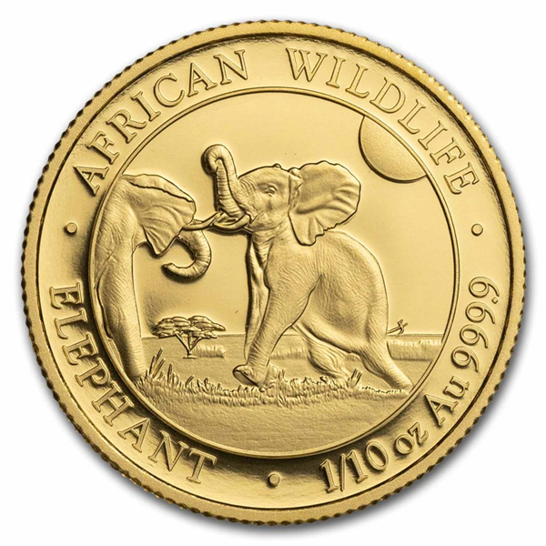 Gold Somalia Elephant Coin 2024 - 1/10 oz
