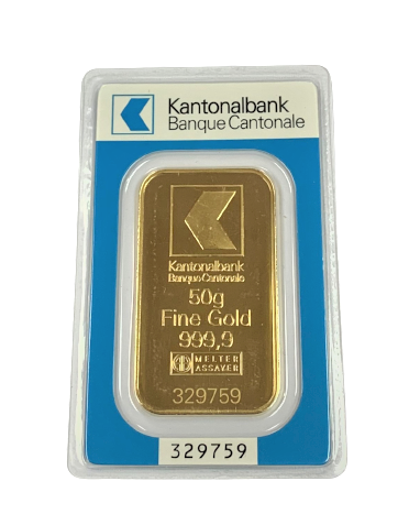Gold Kantonalbank Banque Cantonale Bar - 50g | Silver Bullion Malaysia