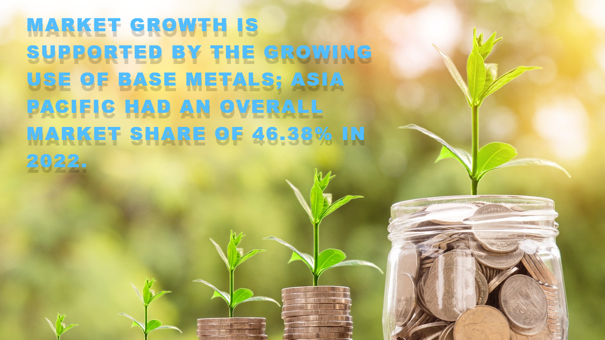 Based on the 13.08% compound annual growth rate and USD 2697.78 billion projected for 2032, the market size of precious and base metals is expected to reach USD 2697.78 billion by 2032