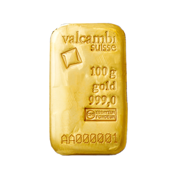 Gold Valcambi Cast Bar - 100 Gram