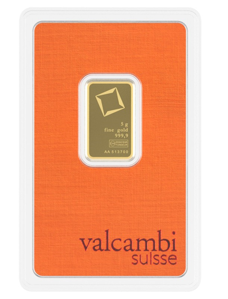 Gold Valcambi Suisse Minted bar - 5 Gram